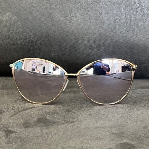 Tom Ford Penelope TF320 28Z Women Metal Oval Cat Eye Gold Pink Sunglasses main image 7